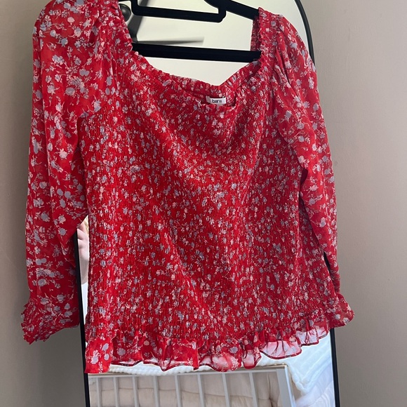 BARIII Floral Red Women's Top - Picture 2 of 3